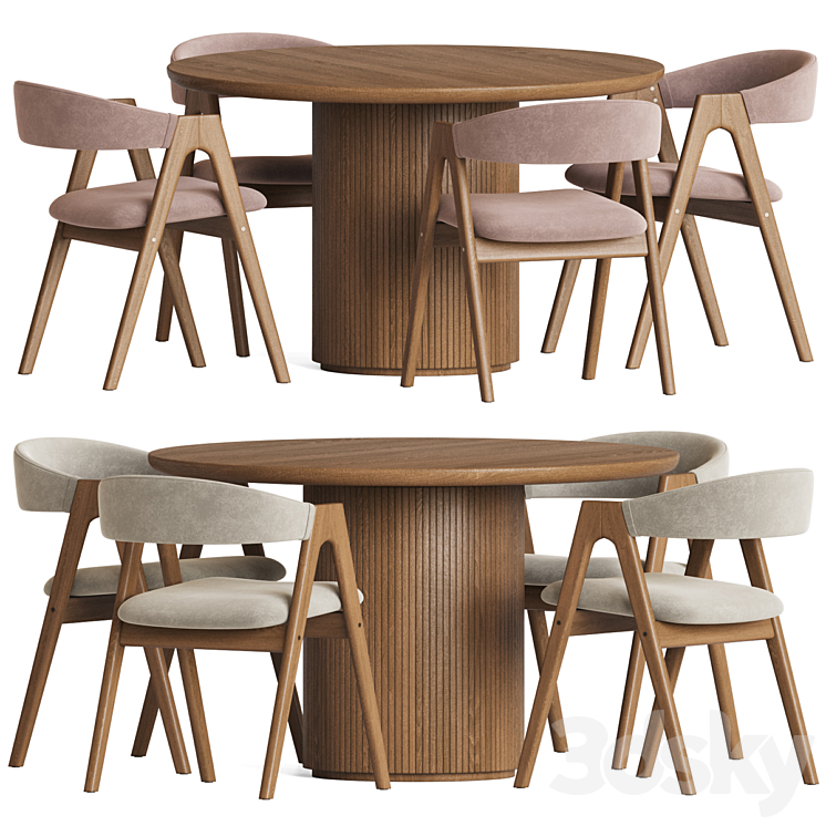 Dining Set 78 3DS Max Model - thumbnail 1