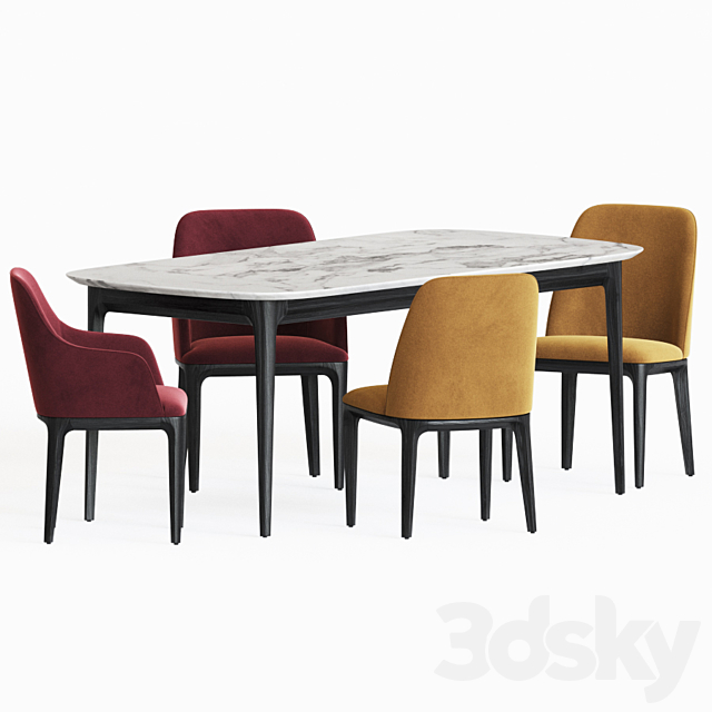 Dining Set 78 3DS Max Model - thumbnail 2