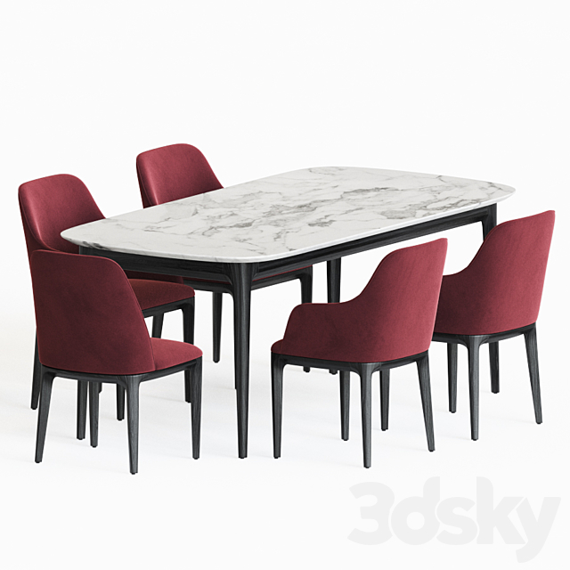 Dining Set 78 3DS Max Model - thumbnail 3