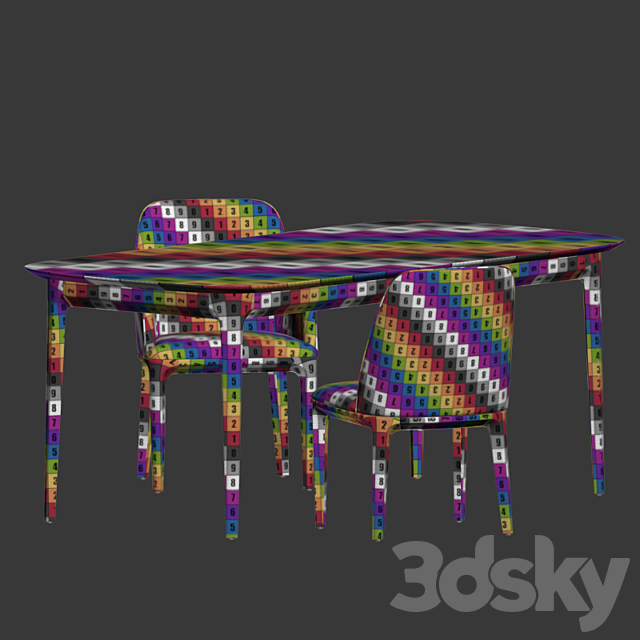 Dining Set 78 3DS Max Model - thumbnail 4