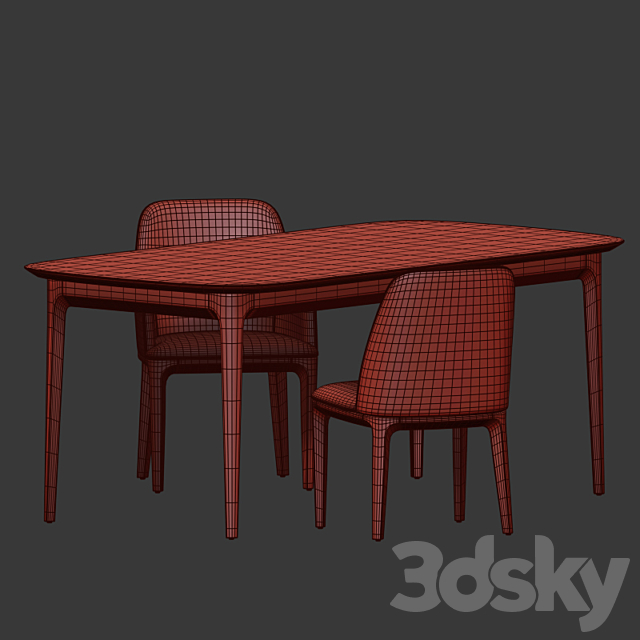 Dining Set 78 3DS Max Model - thumbnail 5