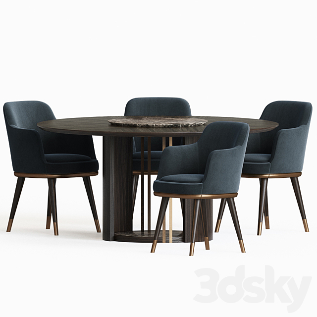 Dining Set 79 3DS Max Model - thumbnail 2