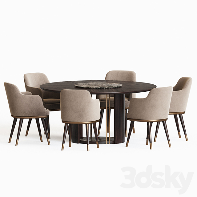 Dining Set 79 3DS Max Model - thumbnail 3