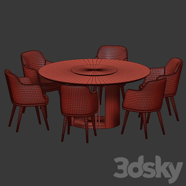 Dining Set 79 3DS Max Model - thumbnail 5