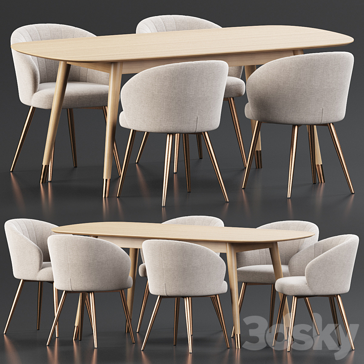 Dining Set 85 3DS Max Model - thumbnail 1