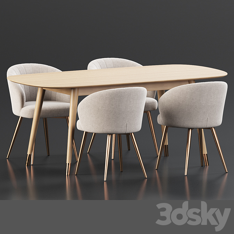 Dining Set 85 3DS Max Model - thumbnail 2