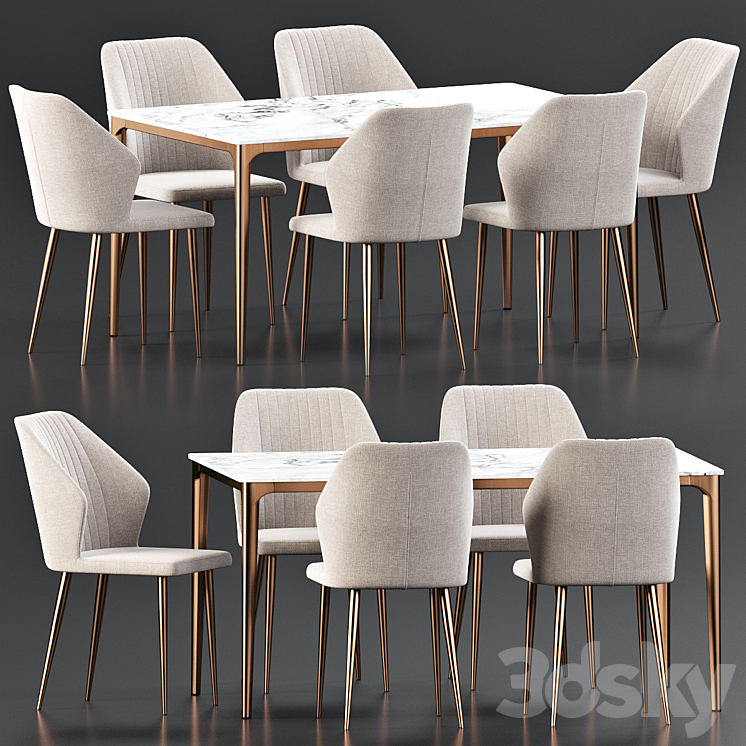 Dining Set 87 3DS Max Model - thumbnail 1