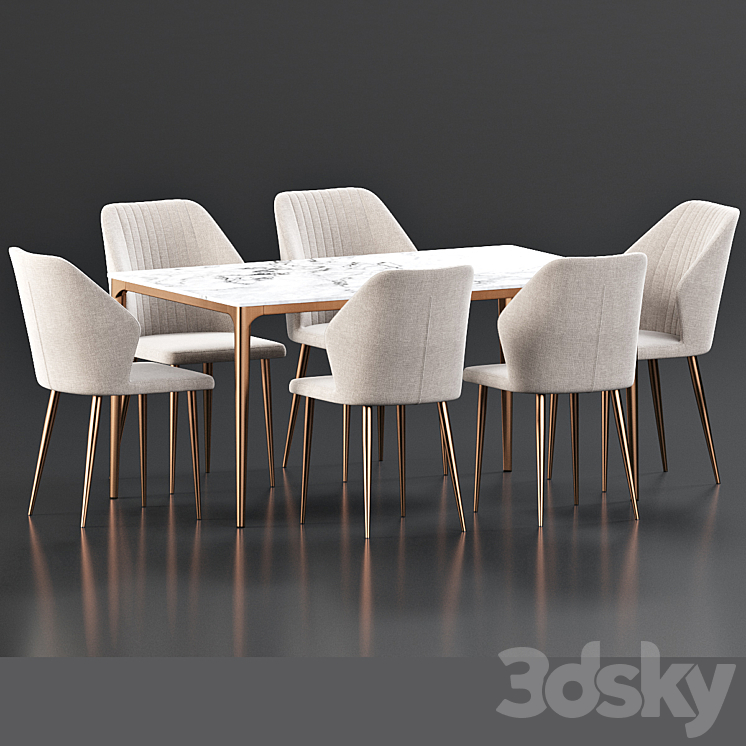 Dining Set 87 3DS Max Model - thumbnail 2