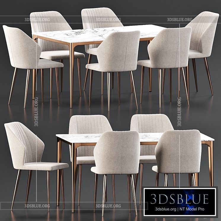 Dining Set 87 3DS Max - thumbnail 3