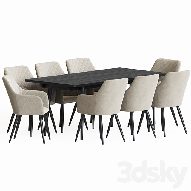 Dining Set 88 3DS Max Model - thumbnail 2