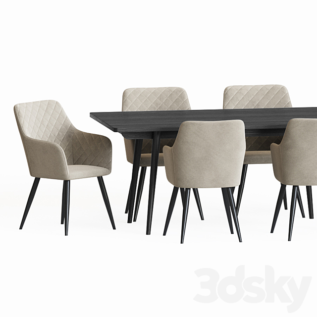 Dining Set 88 3DS Max Model - thumbnail 3