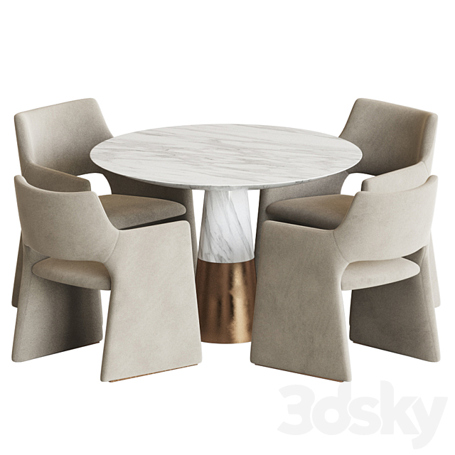 Dining Set 89 3DS Max Model - thumbnail 2