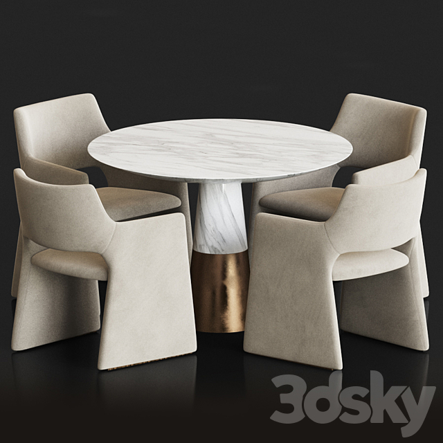 Dining Set 89 3DS Max Model - thumbnail 3