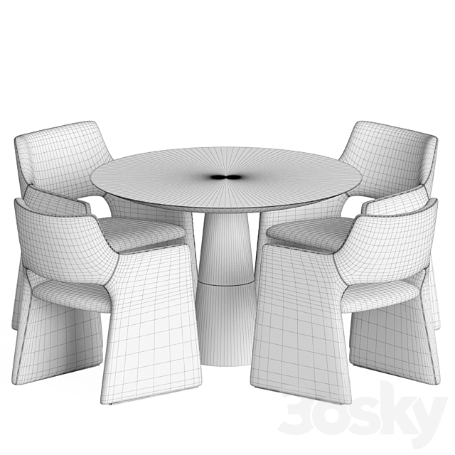 Dining Set 89 3DS Max Model - thumbnail 4