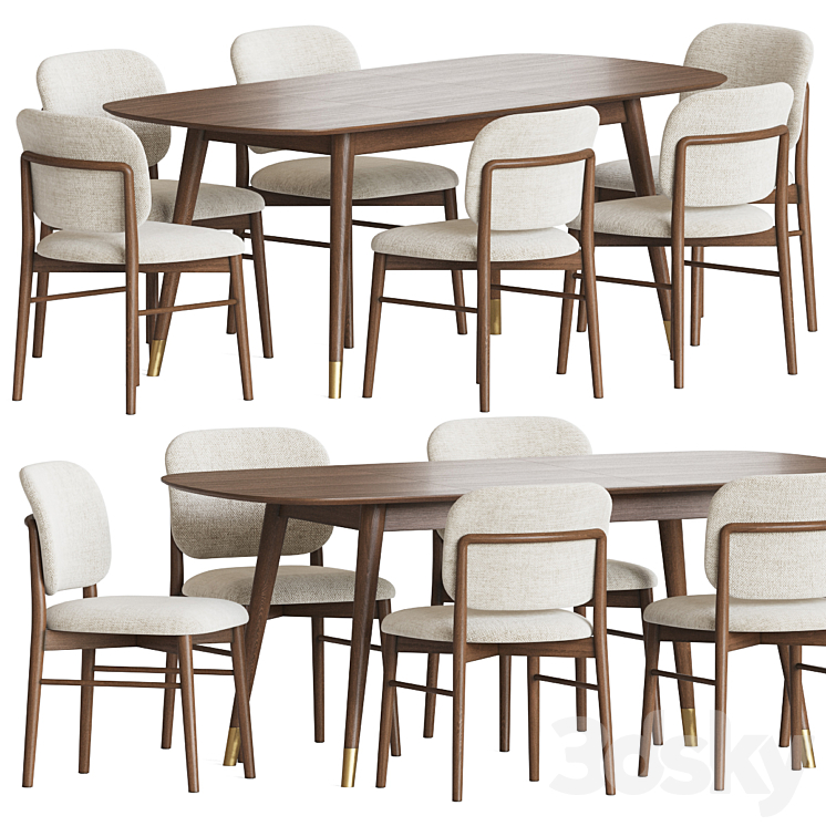 Dining Set 92 3DS Max Model - thumbnail 1