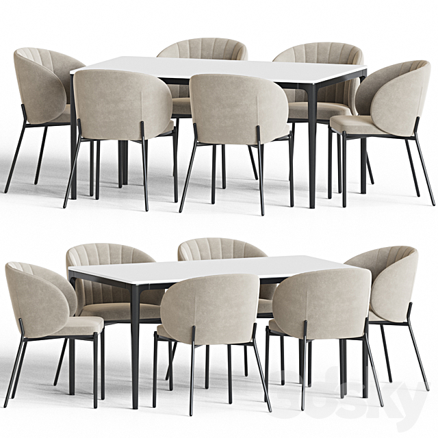 Dining Set 98 3DS Max Model - thumbnail 2