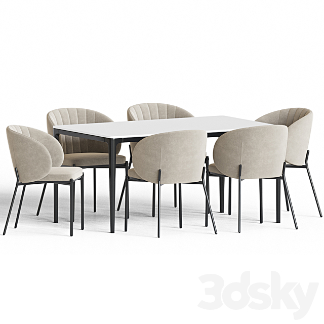 Dining Set 98 3DS Max Model - thumbnail 3