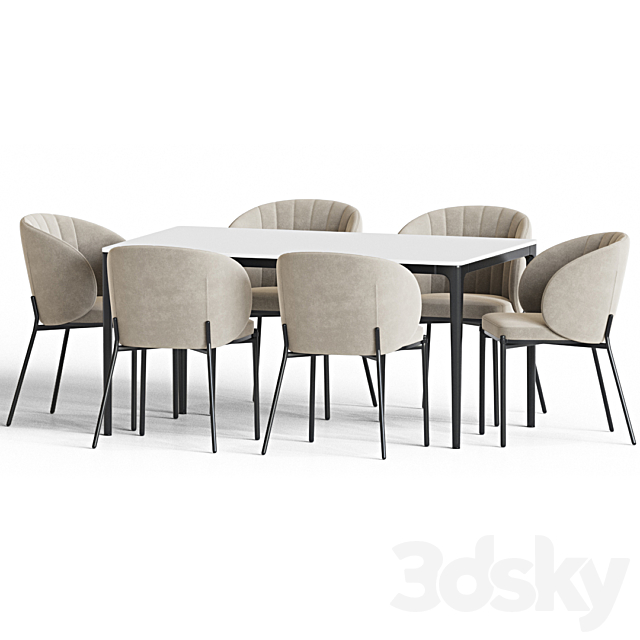 Dining Set 98 3DS Max Model - thumbnail 4