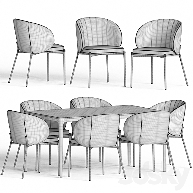 Dining Set 98 3DS Max Model - thumbnail 5