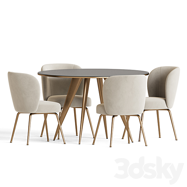 Dining Set 99 3DS Max Model - thumbnail 2