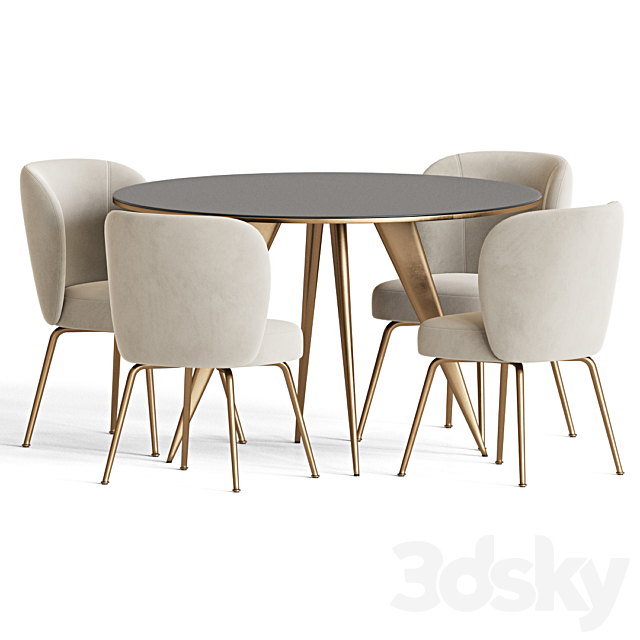 Dining Set 99 3DS Max Model - thumbnail 3