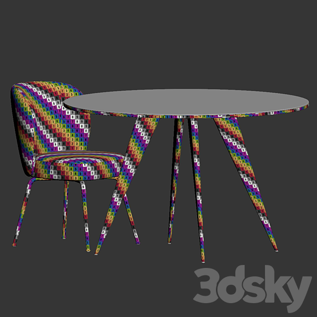 Dining Set 99 3DS Max Model - thumbnail 4