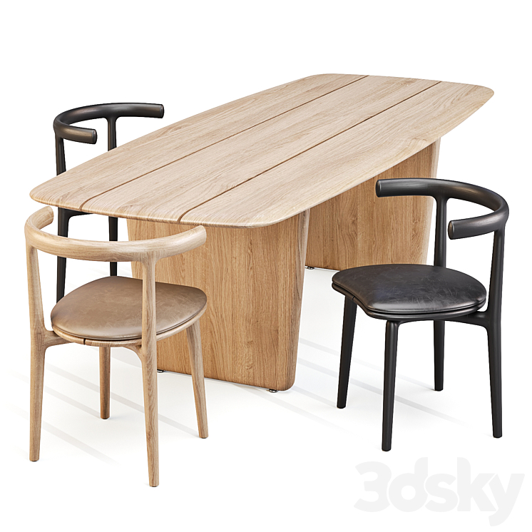 Dining Set: Baxter (Nairobi Table and Himba Chair) 3DS Max Model - thumbnail 3