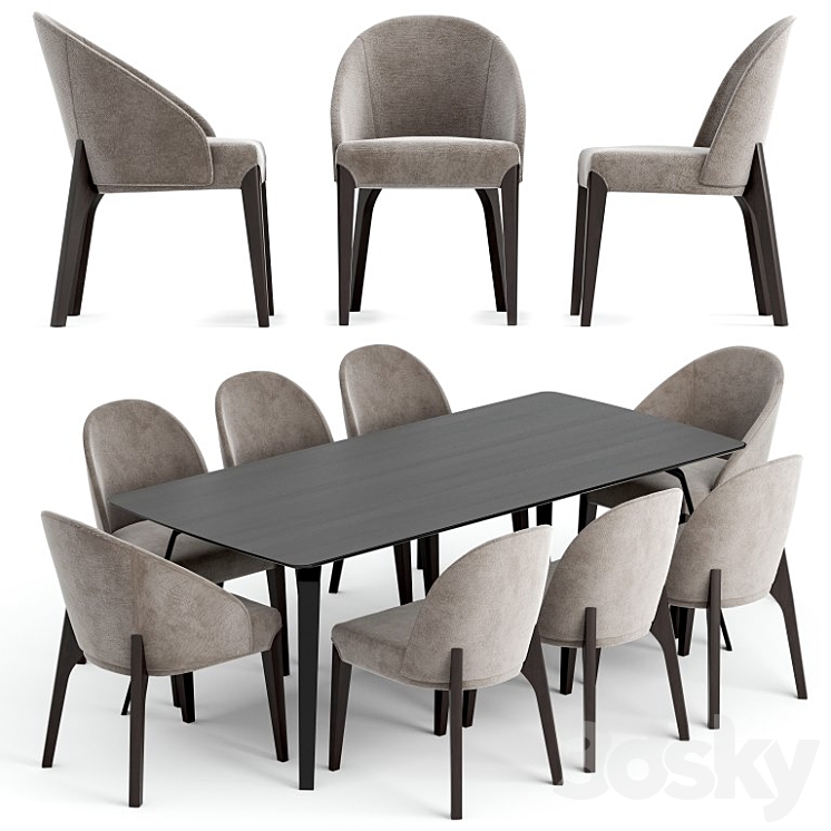 Dining Set Bugatti Sandalye 3DS Max - thumbnail 1