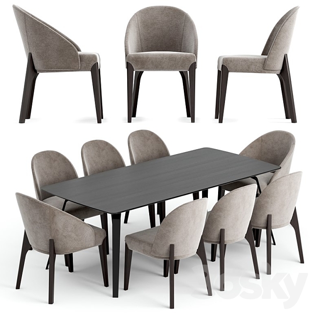 Dining Set Bugatti Sandalye 3DSMax File - thumbnail 1