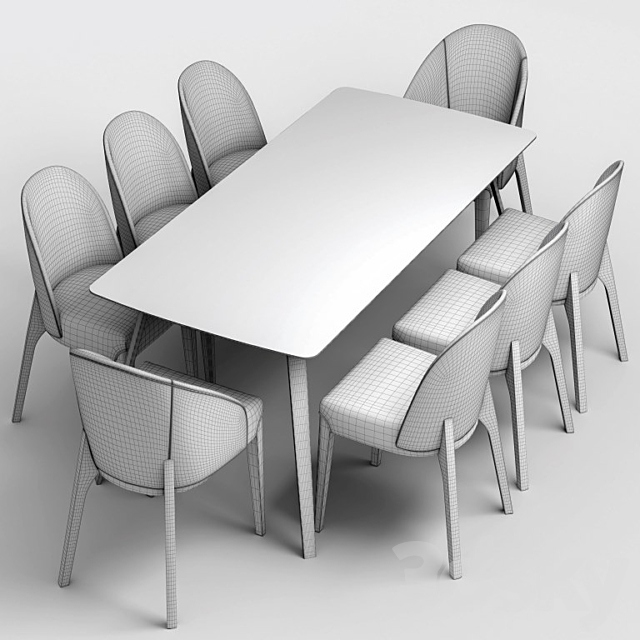 Dining Set Bugatti Sandalye 3DSMax File - thumbnail 3