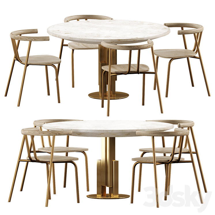 Dining set by Archinect 3DS Max Model - thumbnail 1