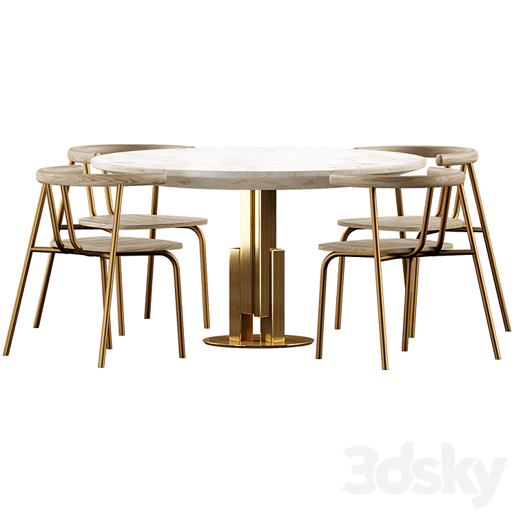 Dining set by Archinect 3DS Max Model - thumbnail 2