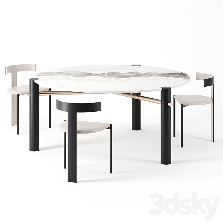 Dining set by Baxter with Thalantha table 3DS Max - thumbnail 1