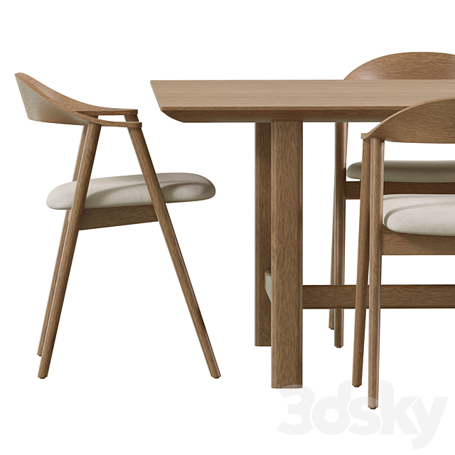 Dining Set by Coshliving Kett Karm Trestle 3DS Max Model - thumbnail 3