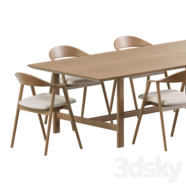 Dining Set by Coshliving Kett Karm Trestle 3DS Max Model - thumbnail 5