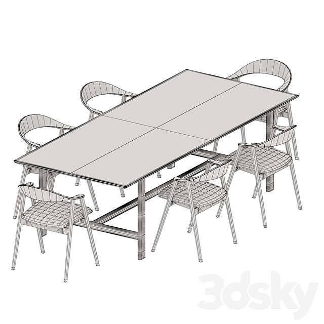 Dining Set by Coshliving Kett Karm Trestle 3DS Max Model - thumbnail 6