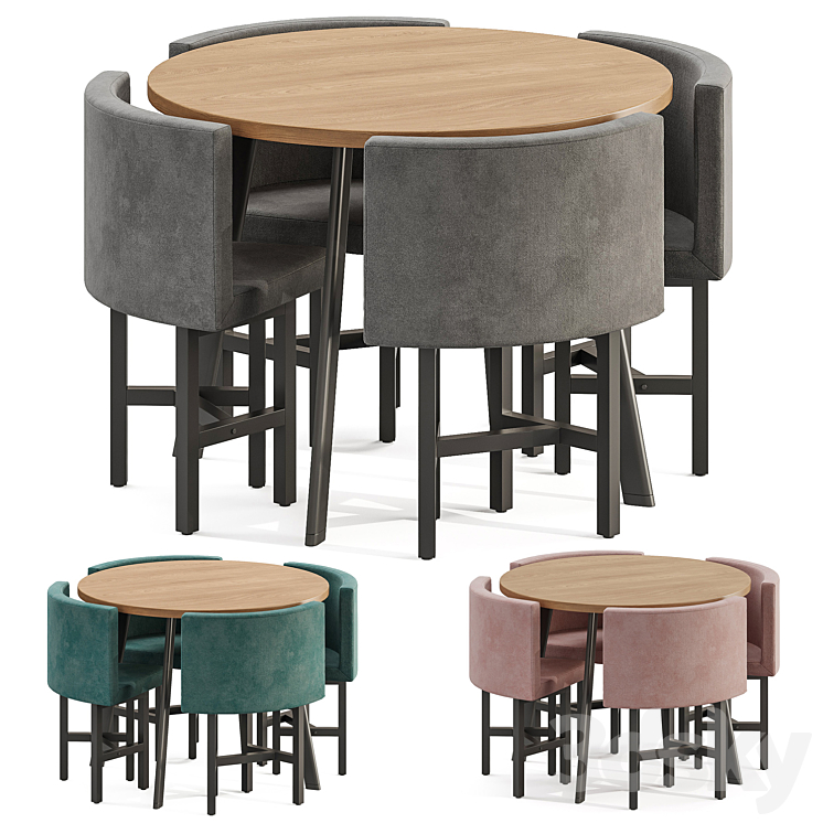 Dining set by Homary 3DS Max Model - thumbnail 1