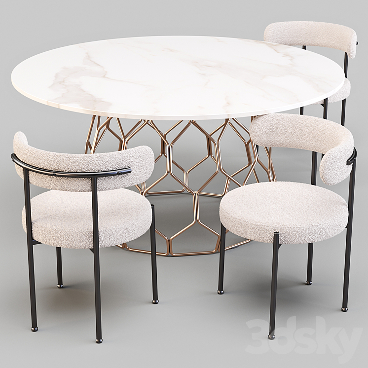 Dining Set: CB2 (Circuit Table and Inesse Chair) 3DS Max - thumbnail 1