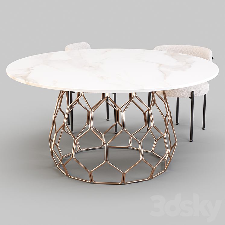 Dining Set: CB2 (Circuit Table and Inesse Chair) 3DS Max - thumbnail 2