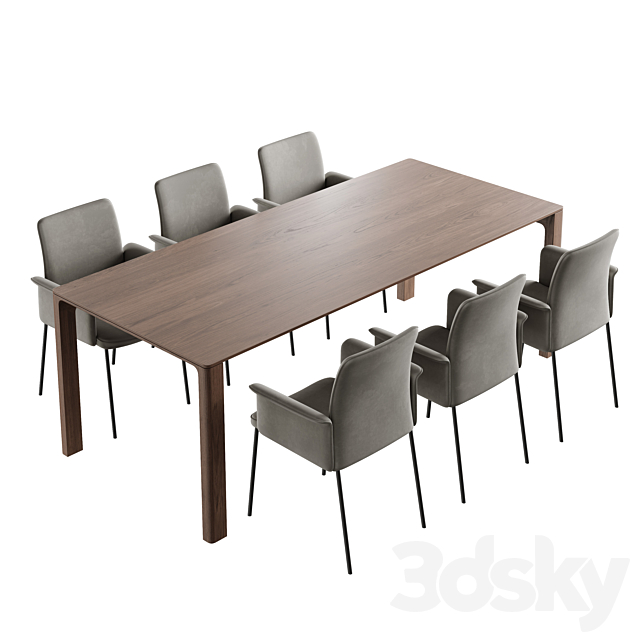 Dining set christine kroencke porto table _ jaro 200 chair 3DSMax File - thumbnail 3