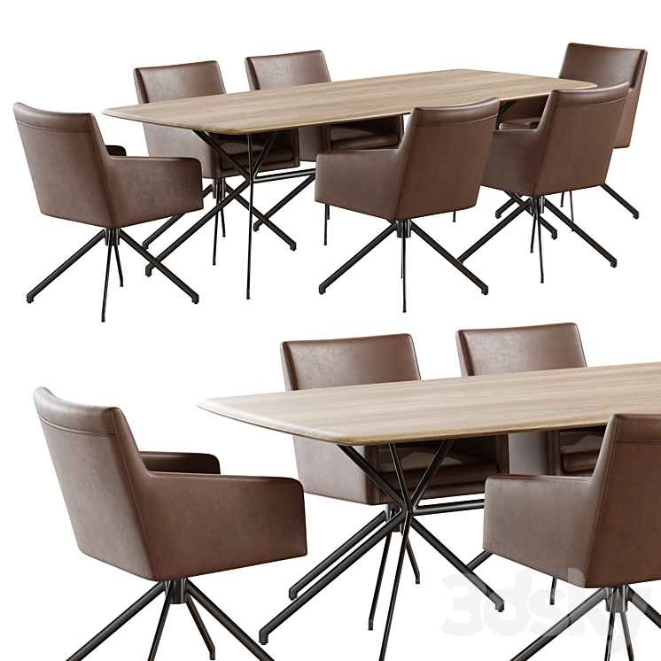 dining set christine kroencke taras table yuma chair 3DS Max Model - thumbnail 1