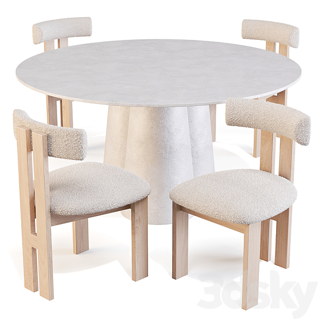 Dining Set: Crate and Barrel (Davenport Table and Ceremonie Chairs) 3DS Max Model - thumbnail 2