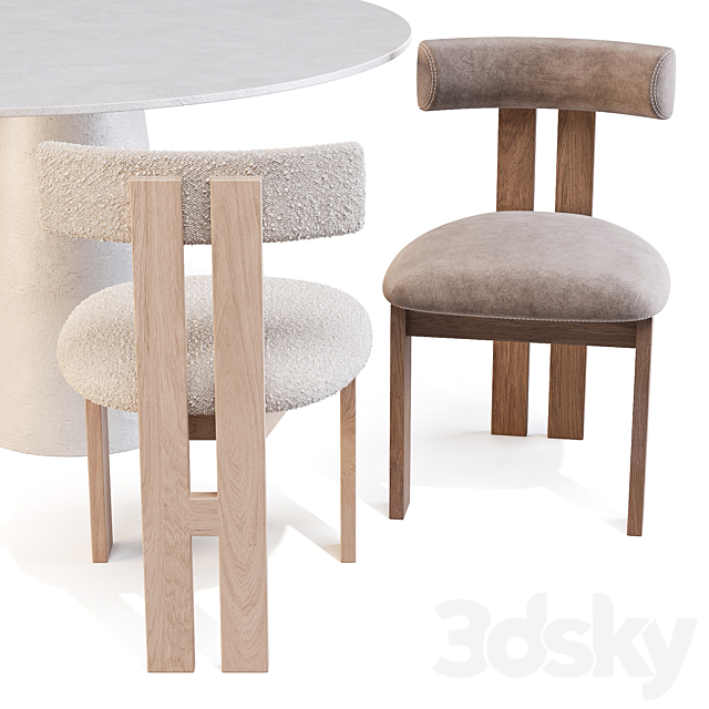 Dining Set: Crate and Barrel (Davenport Table and Ceremonie Chairs) 3DS Max Model - thumbnail 4