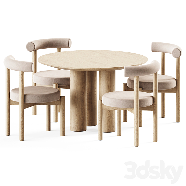 Dining Set Dame Chair and Mojave Table by Lulu and Georgia 3DS Max Model - thumbnail 1