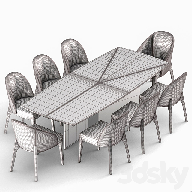 Dining Set Epsilon Arketipo 3DS Max Model - thumbnail 3