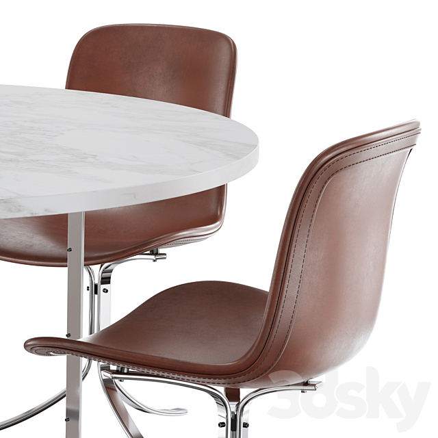 Dining set fritz hansen PK9 chair PK54 table 3DS Max Model - thumbnail 3