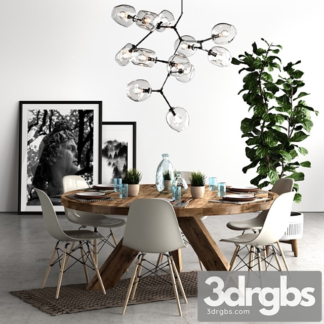 Dining set loft 2 3dsmax Download - thumbnail 1