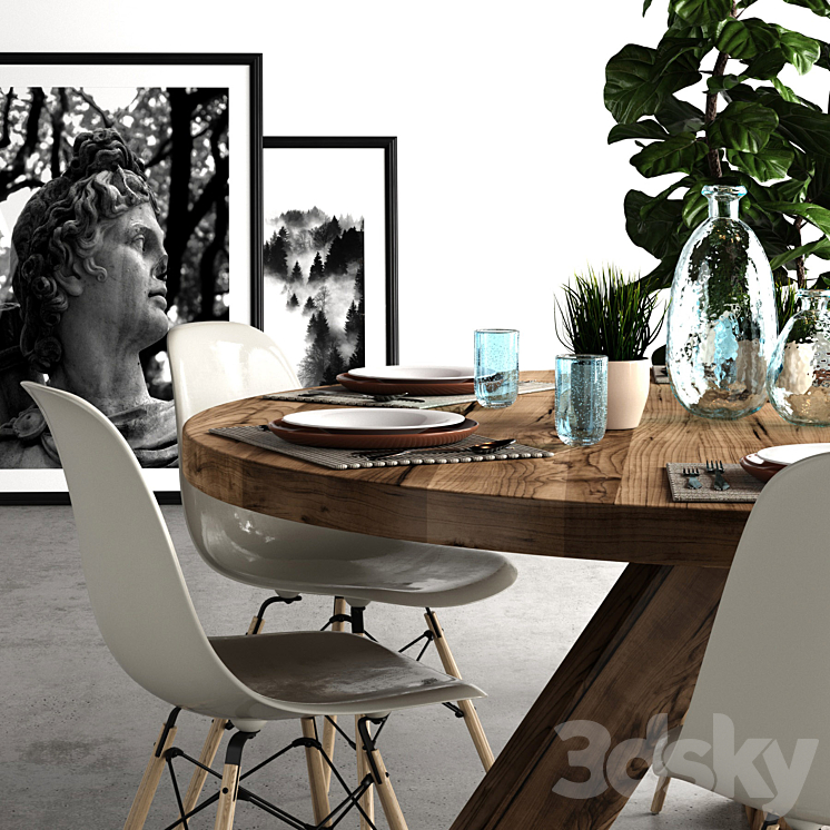 Dining set LOFT 3DS Max - thumbnail 2