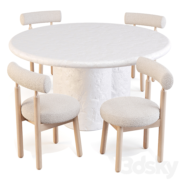 Dining Set: Lulu and Georgia (Sol Table and Ross Chairs) 3DS Max Model - thumbnail 1