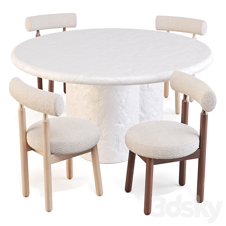 Dining Set: Lulu and Georgia (Sol Table and Ross Chairs) 3DS Max Model - thumbnail 2